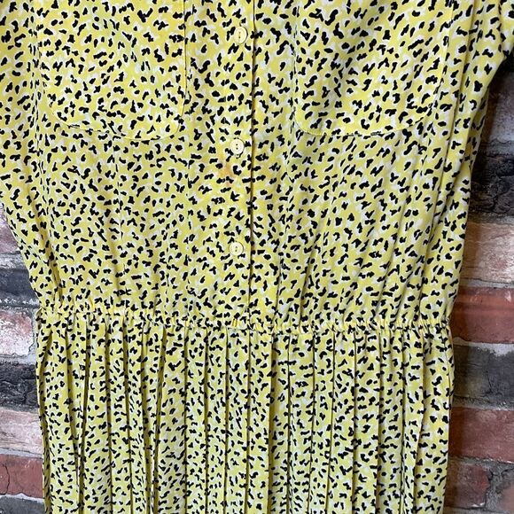 5 for $25🔥 Size 14 Vintage Yellow Cheetah Print Maxi Dress & Belt - Picture 3 of 10